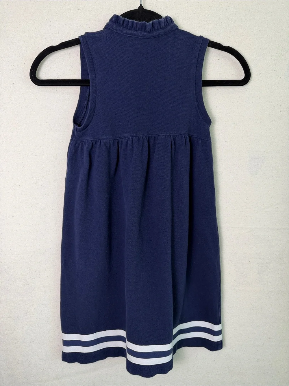 Ralph Lauren Navy Sleeveless Polo Dress with White Stripes and Green Pony